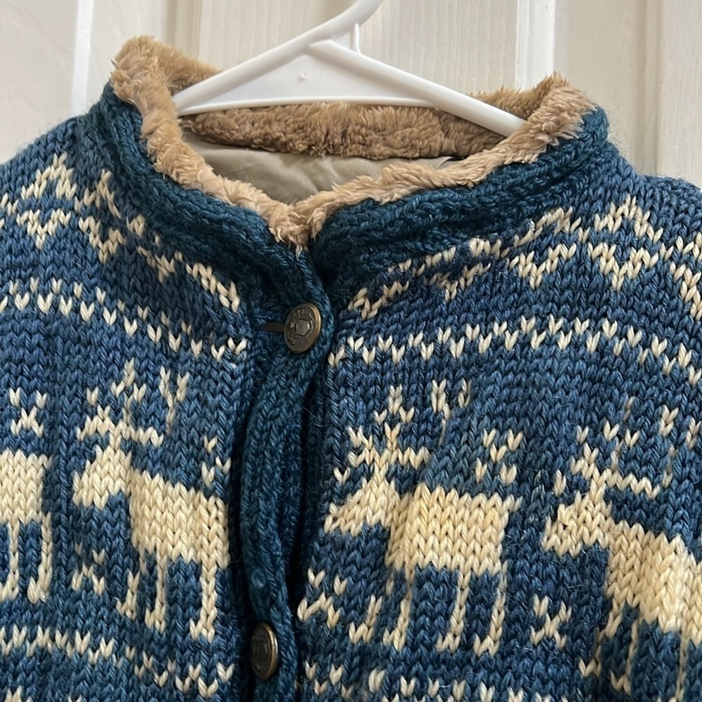 100% WOOL JUMPER BIG SWEATER HAND MADE size small vintage fur